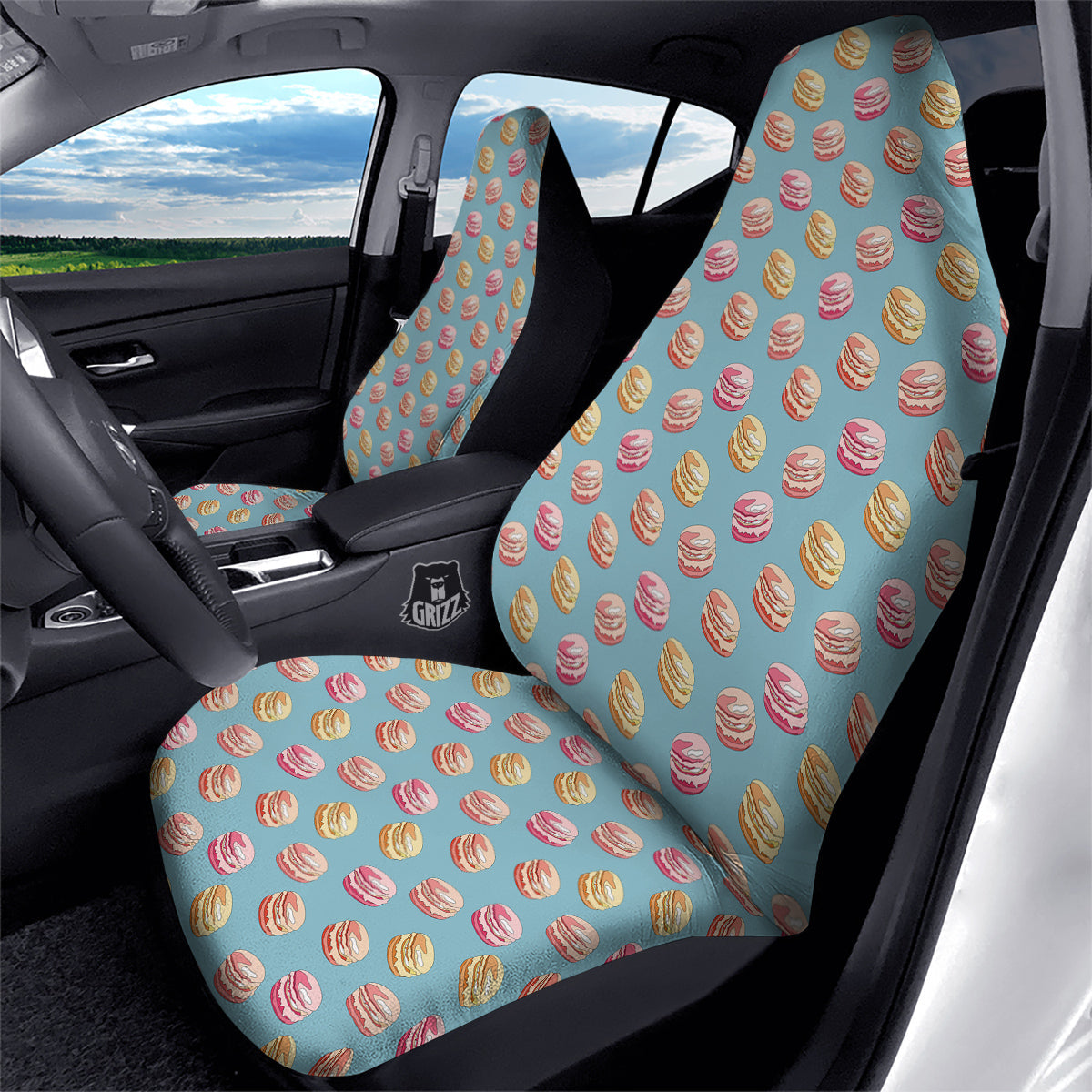 Macaron Cute Print Pattern Car Seat Covers-grizzshop
