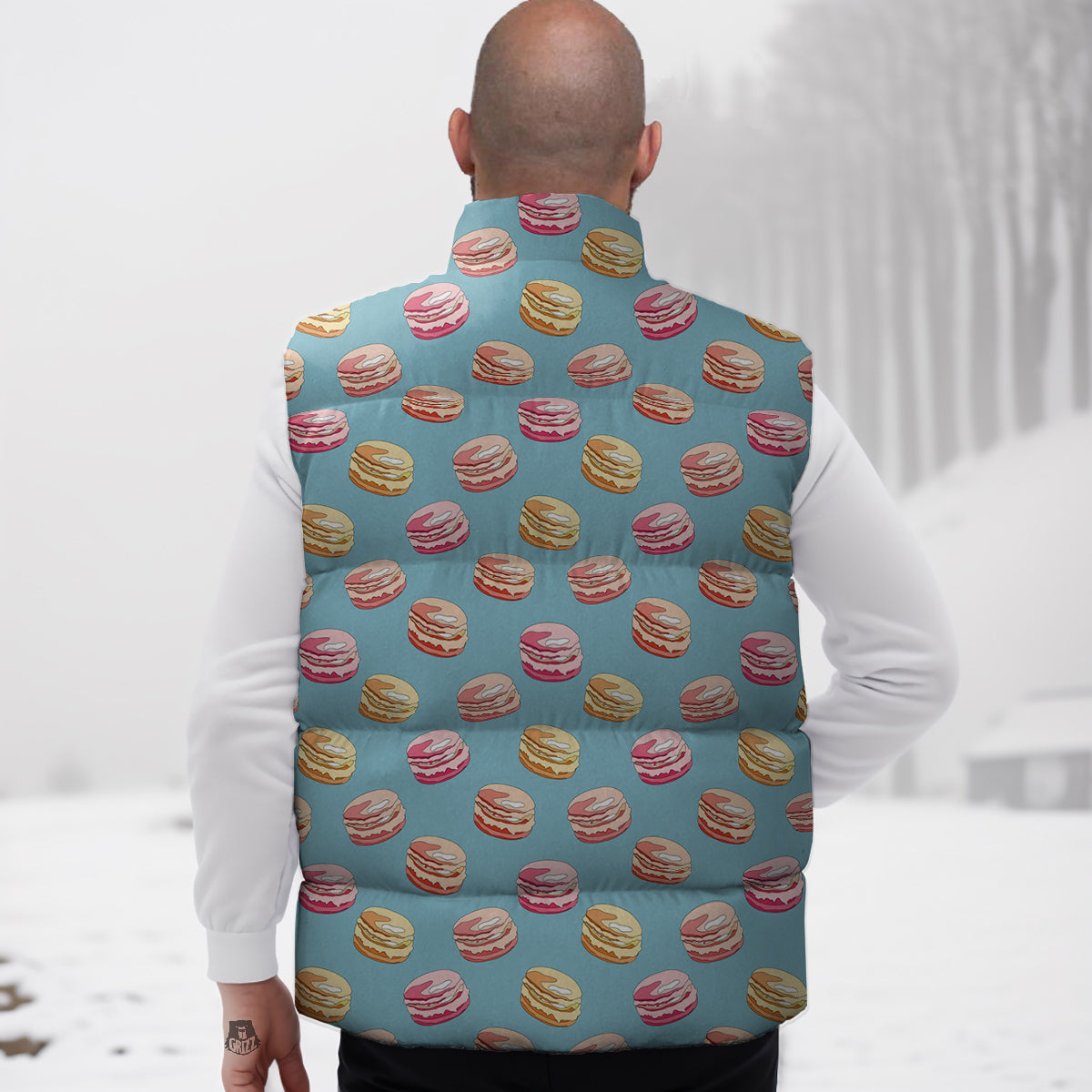 Macaron Cute Print Pattern Down Vest