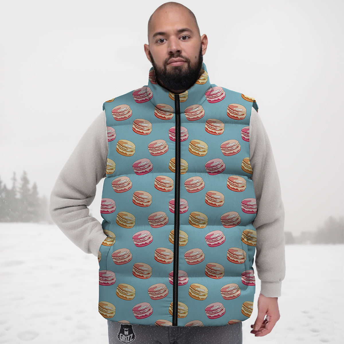 Macaron Cute Print Pattern Down Vest