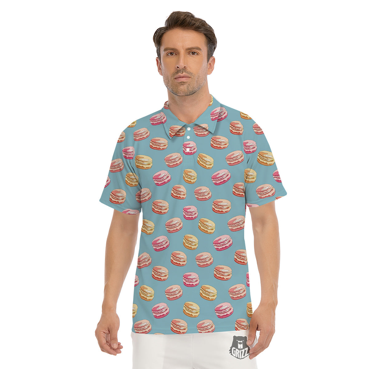 Macaron Cute Print Pattern Men's Golf Shirts-grizzshop