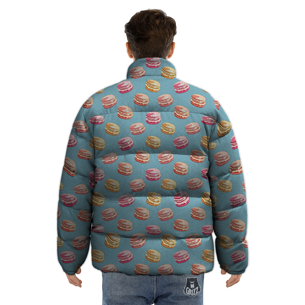 Macaron Cute Print Pattern Puffer Jacket-grizzshop