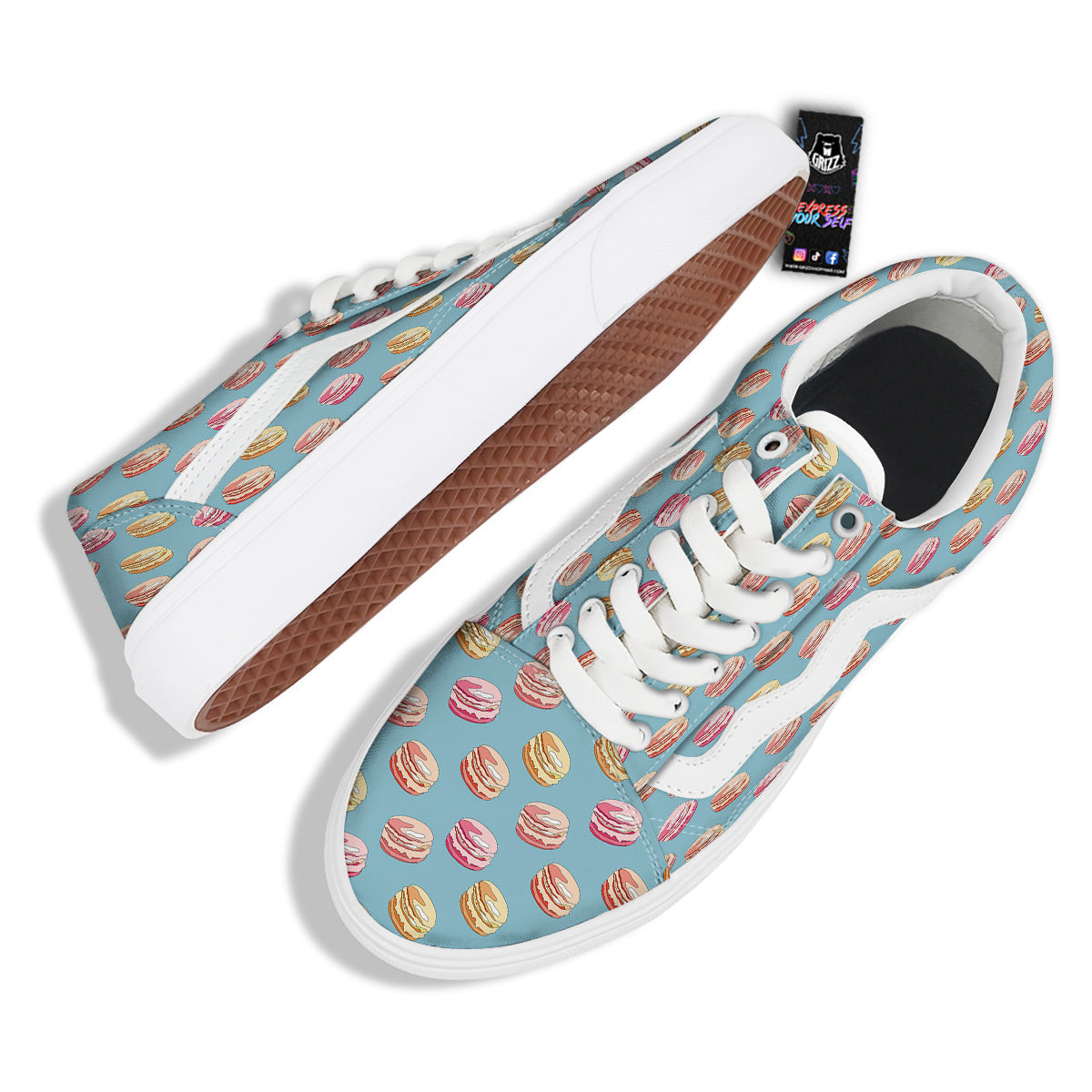 Macaron Cute Print Pattern Skate Shoes-grizzshop