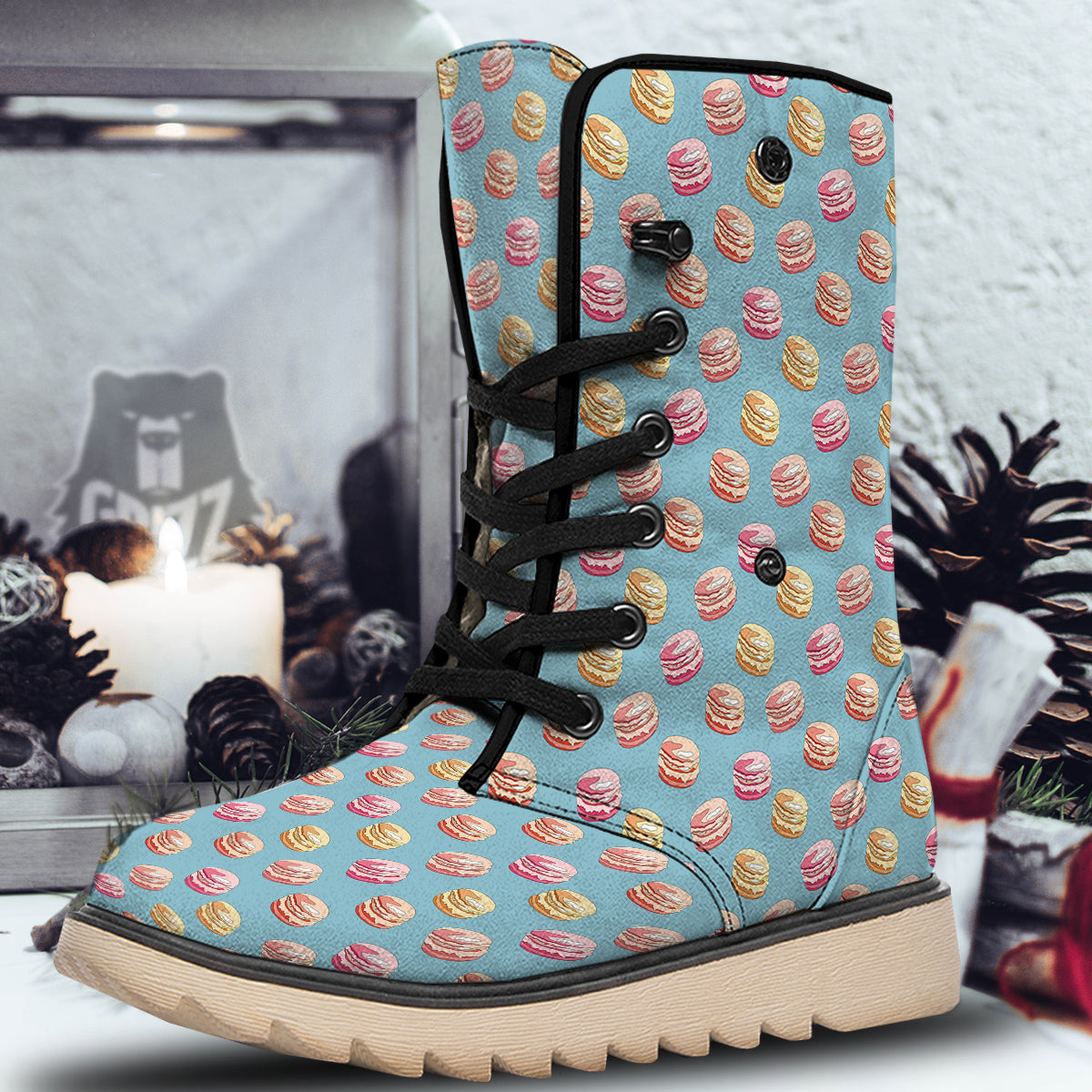 Macaron Cute Print Pattern Snow Boots-grizzshop