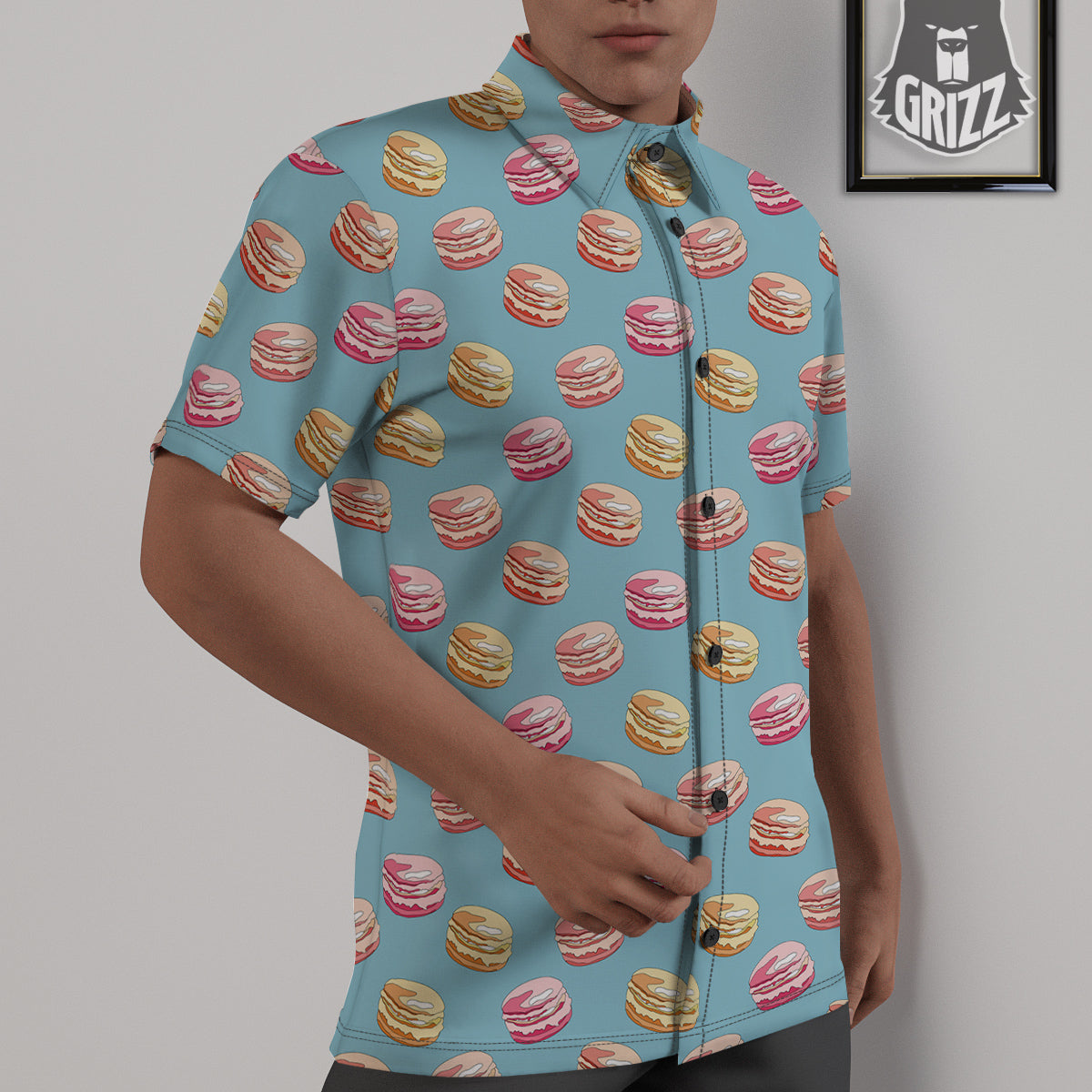 Macaron Cute Print Pattern Untucked Shirts-grizzshop
