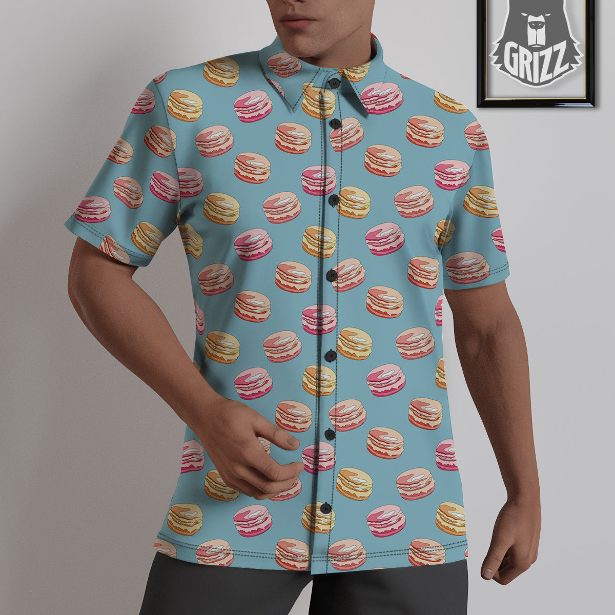 Macaron Cute Print Pattern Untucked Shirts-grizzshop