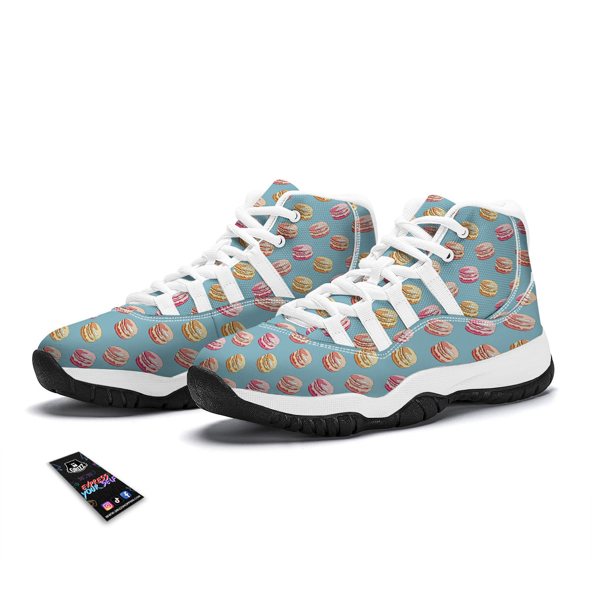 Macaron Cute Print Pattern White Bball Shoes-grizzshop