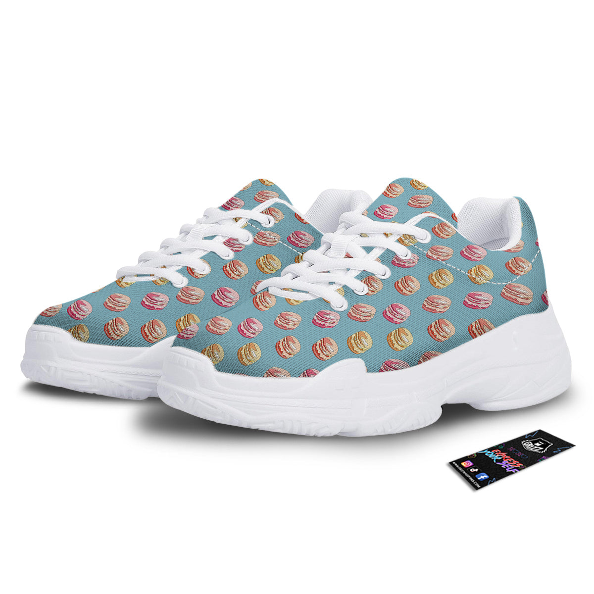 Macaron Cute Print Pattern White Chunky Shoes-grizzshop