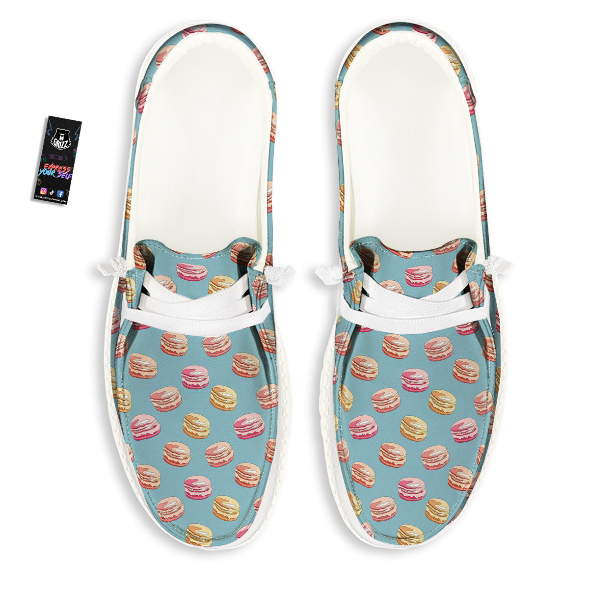 Macaron Cute Print Pattern White Loafers-grizzshop