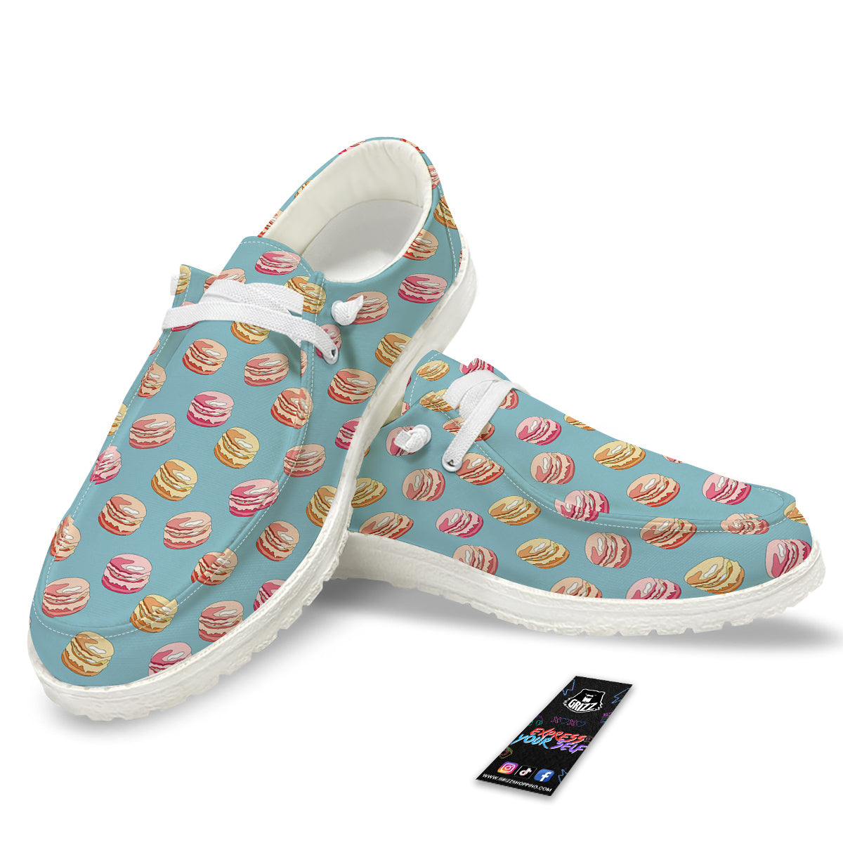 Macaron Cute Print Pattern White Loafers-grizzshop