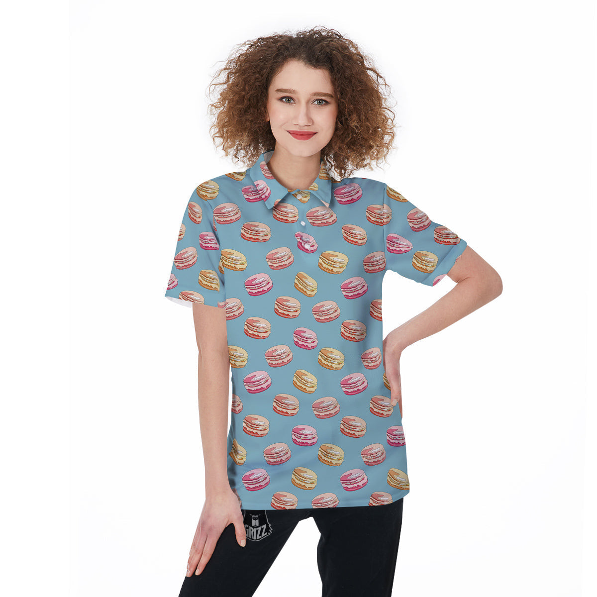 Macaron Cute Print Pattern Women's Golf Shirts-grizzshop