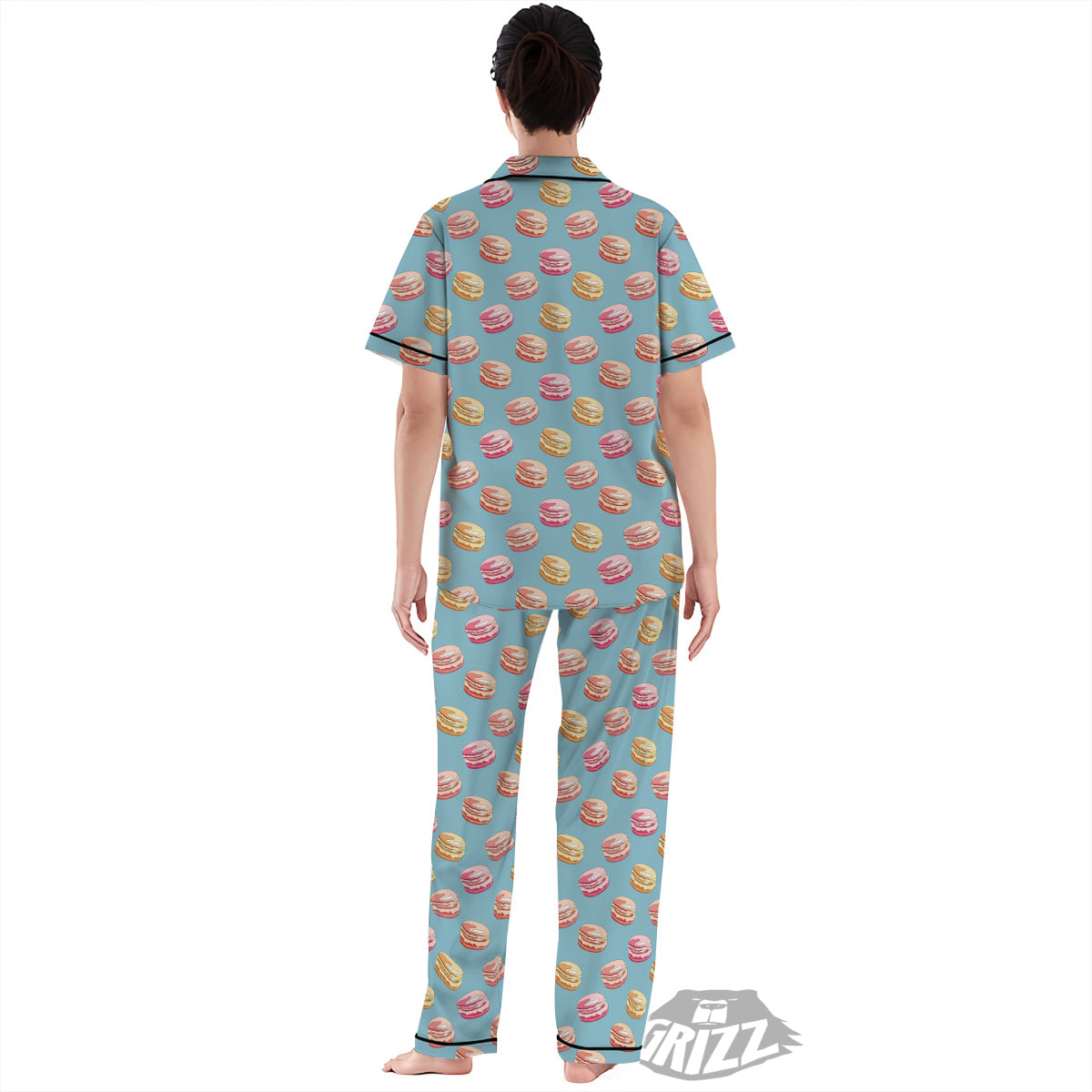 Macaron Cute Print Pattern Women's Pajamas Set-grizzshop