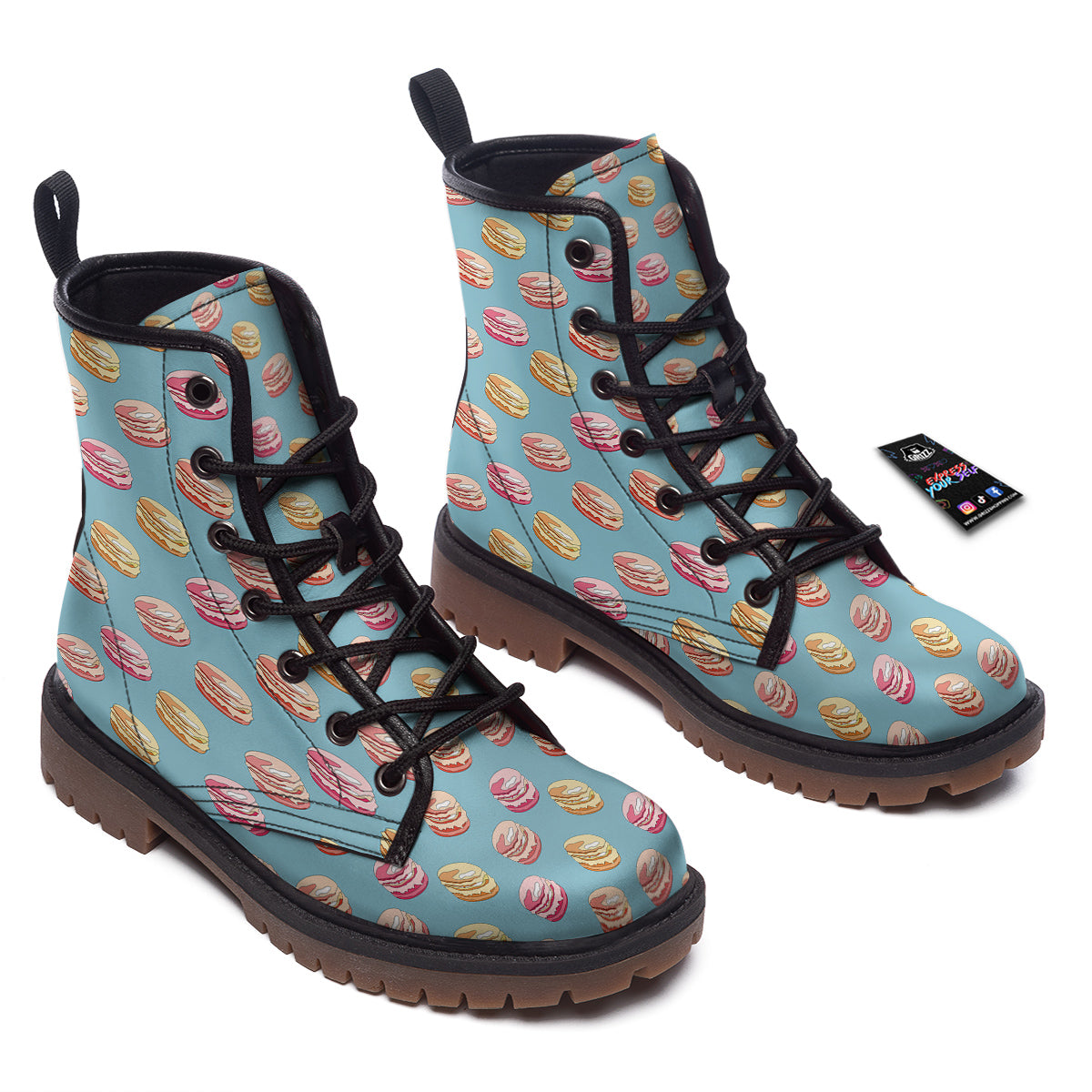 Macaron Cute Print Pattern Work Boots-grizzshop