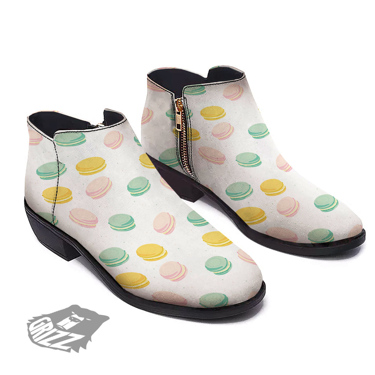 Macaron Pastel Print Pattern Ankle Boots-grizzshop