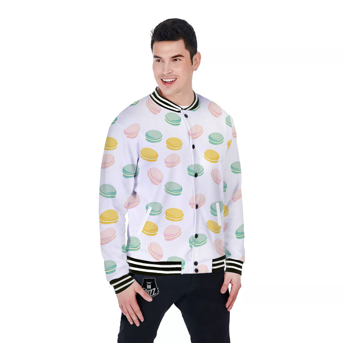 Macaron Pastel Print Pattern Baseball Jacket-grizzshop