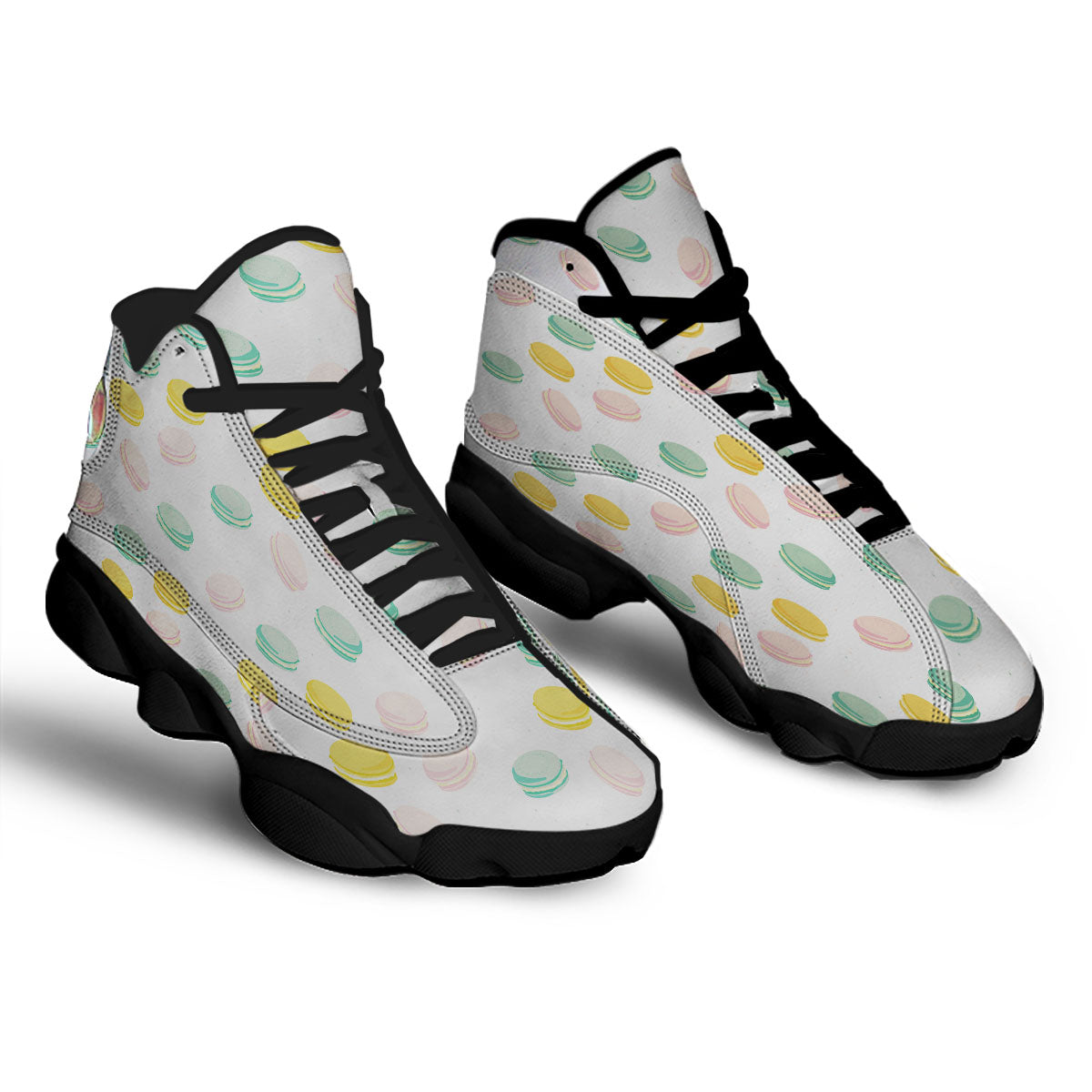 Macaron Pastel Print Pattern Black Basketball Shoes-grizzshop