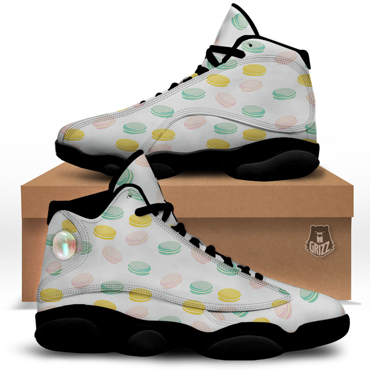 Macaron Pastel Print Pattern Black Basketball Shoes-grizzshop