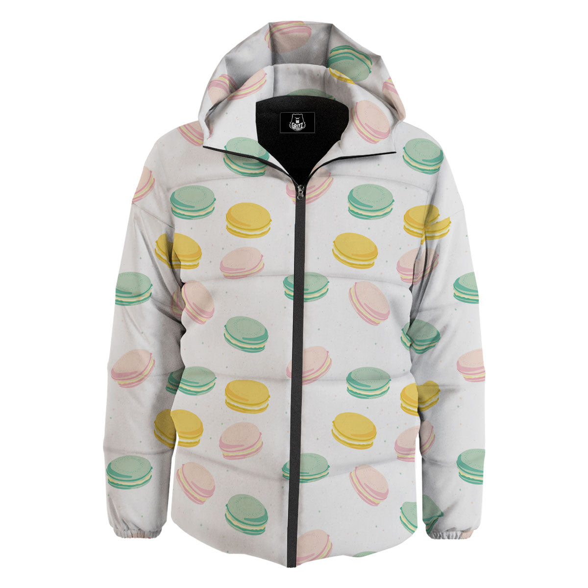 Macaron Pastel Print Pattern Down Jacket-grizzshop