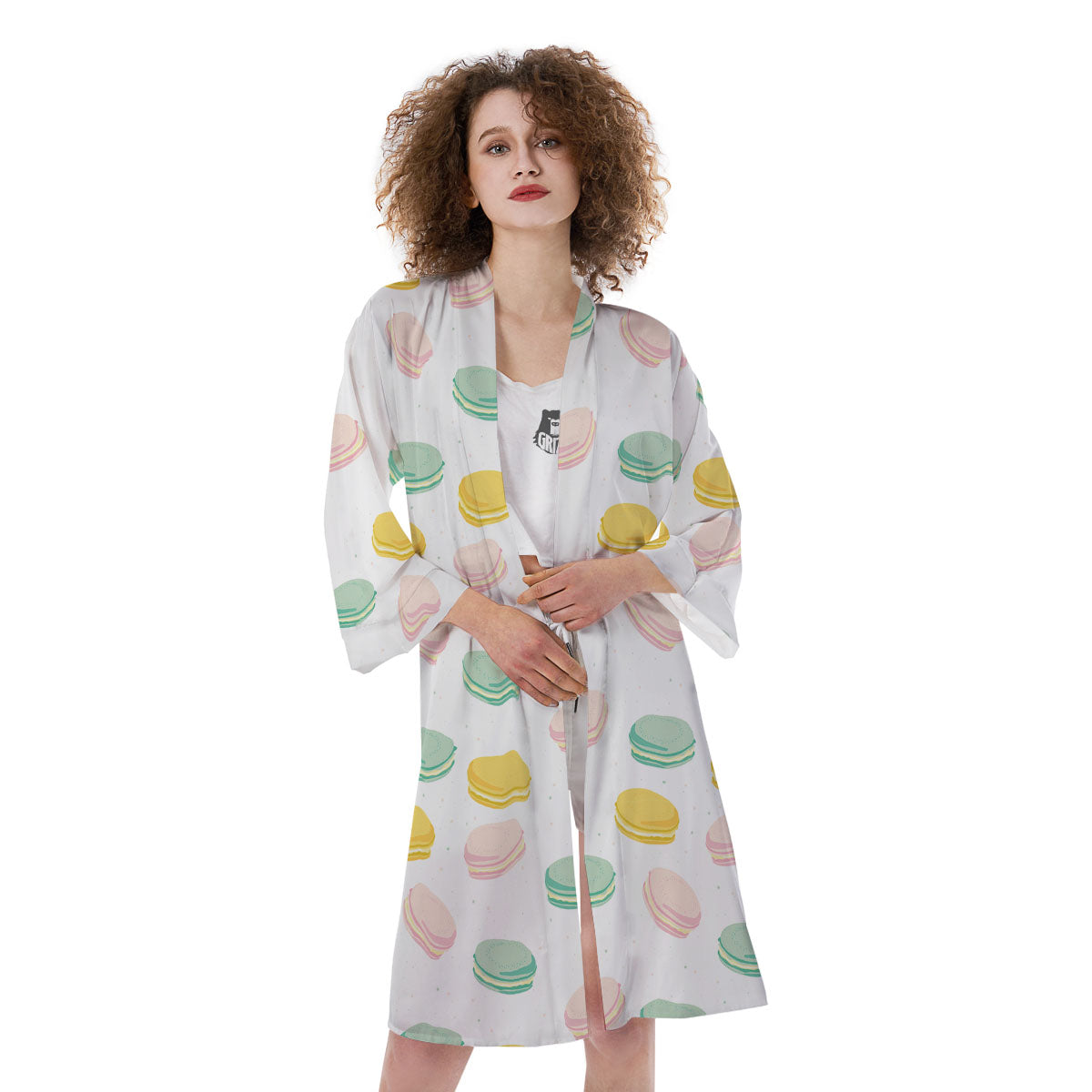 Macaron Pastel Print Pattern Kimono-grizzshop