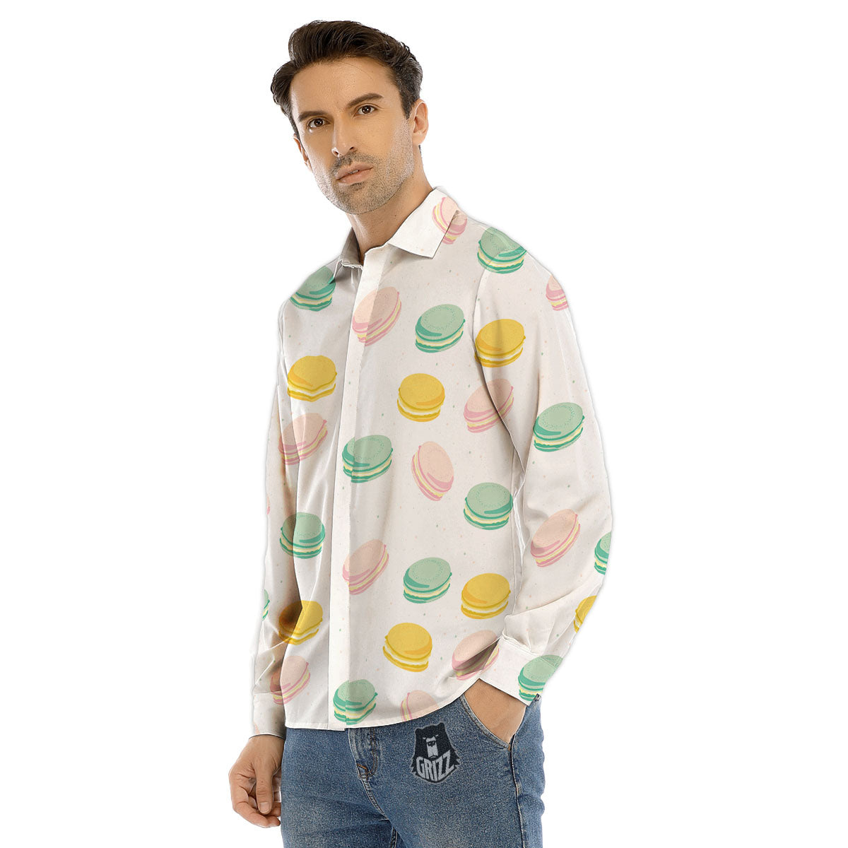 Macaron Pastel Print Pattern Men's Dress Shirts-grizzshop