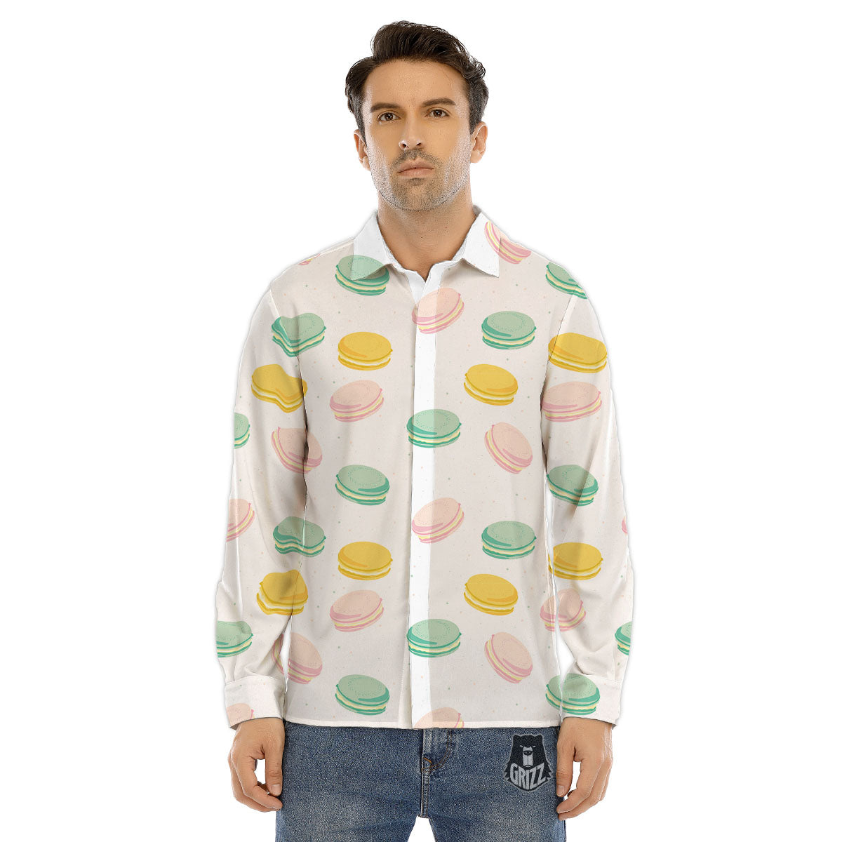 Macaron Pastel Print Pattern Men's Dress Shirts-grizzshop