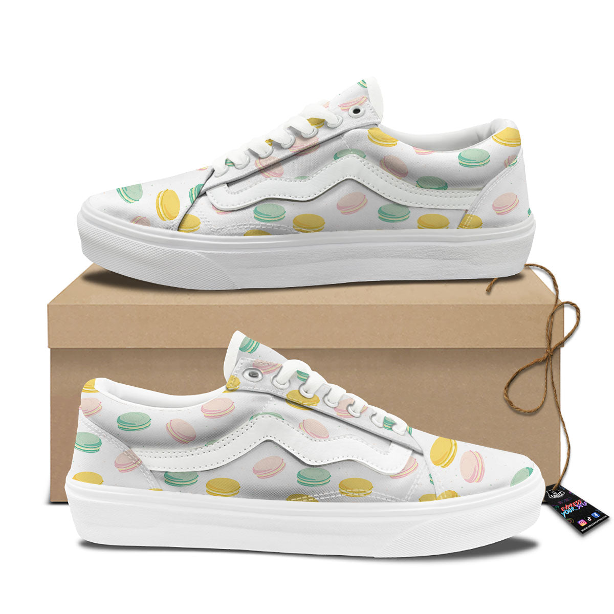 Macaron Pastel Print Pattern Skate Shoes-grizzshop
