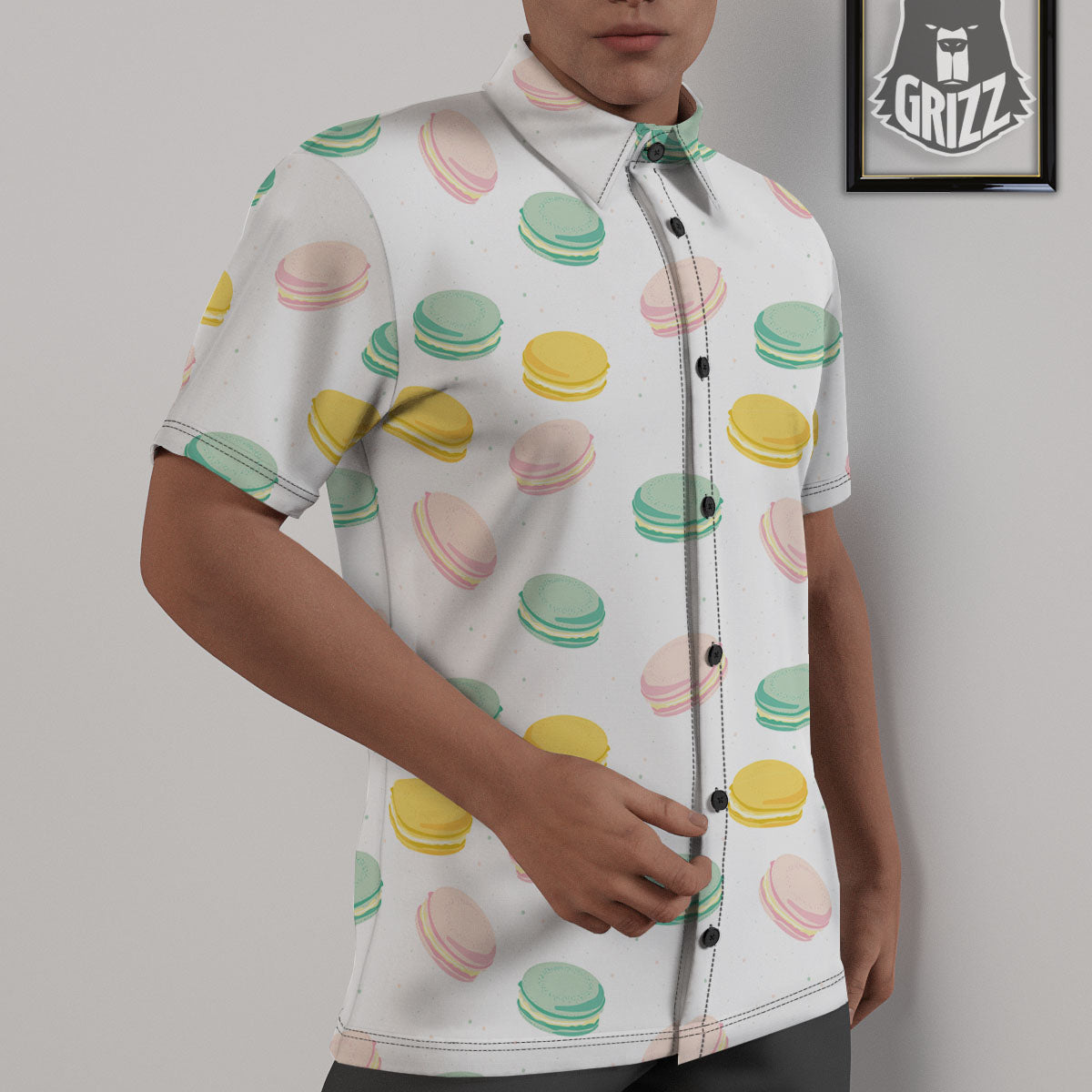 Macaron Pastel Print Pattern Untucked Shirts-grizzshop