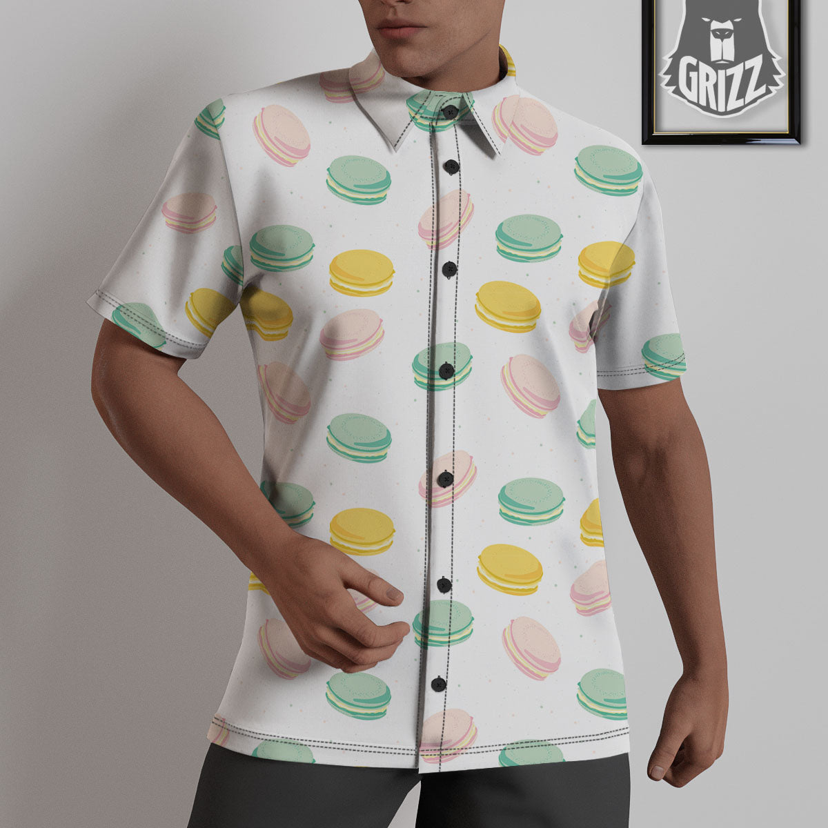 Macaron Pastel Print Pattern Untucked Shirts-grizzshop