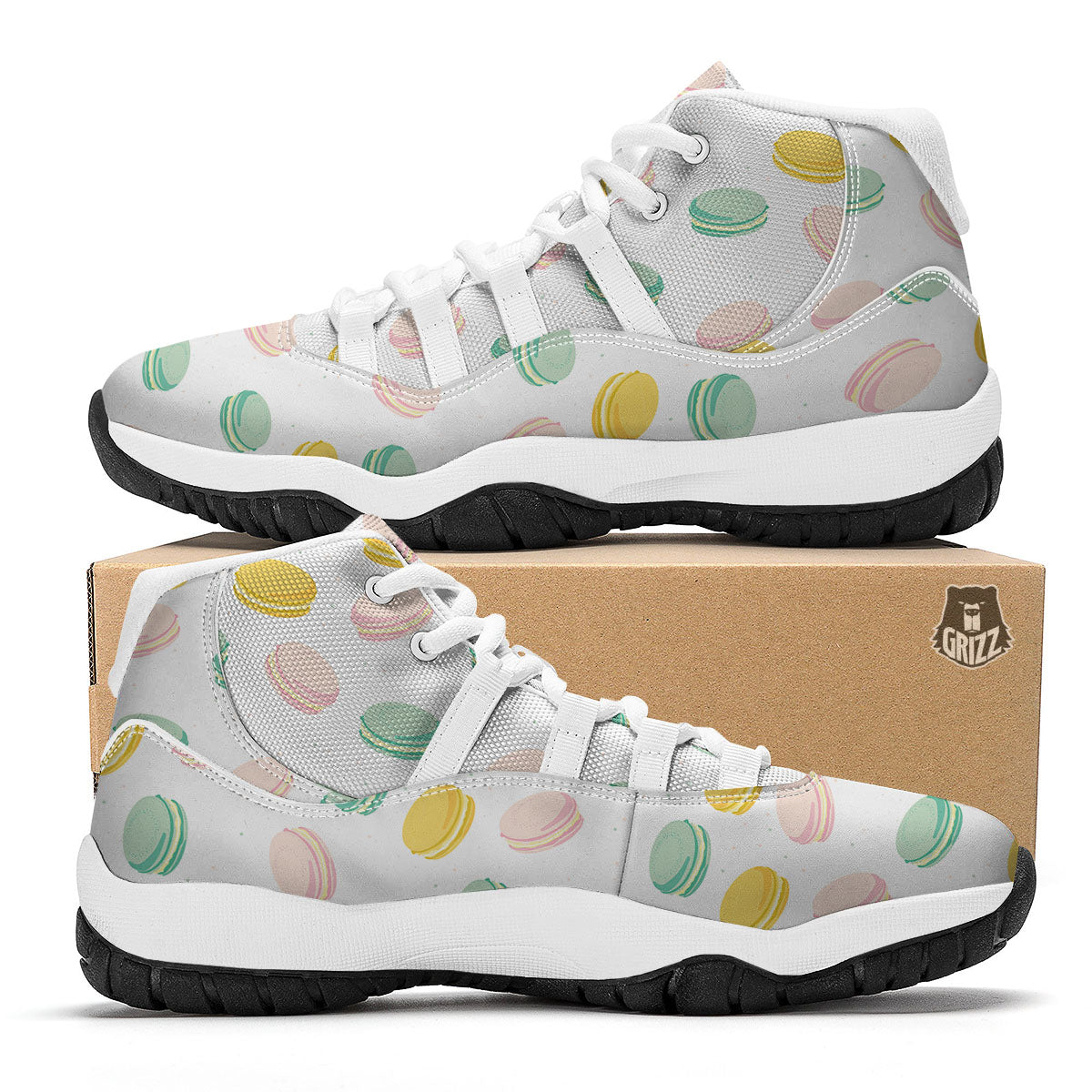 Macaron Pastel Print Pattern White Bball Shoes-grizzshop