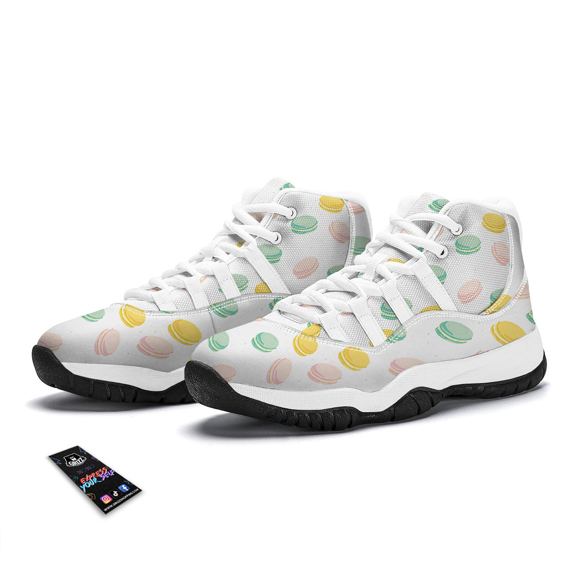 Macaron Pastel Print Pattern White Bball Shoes-grizzshop