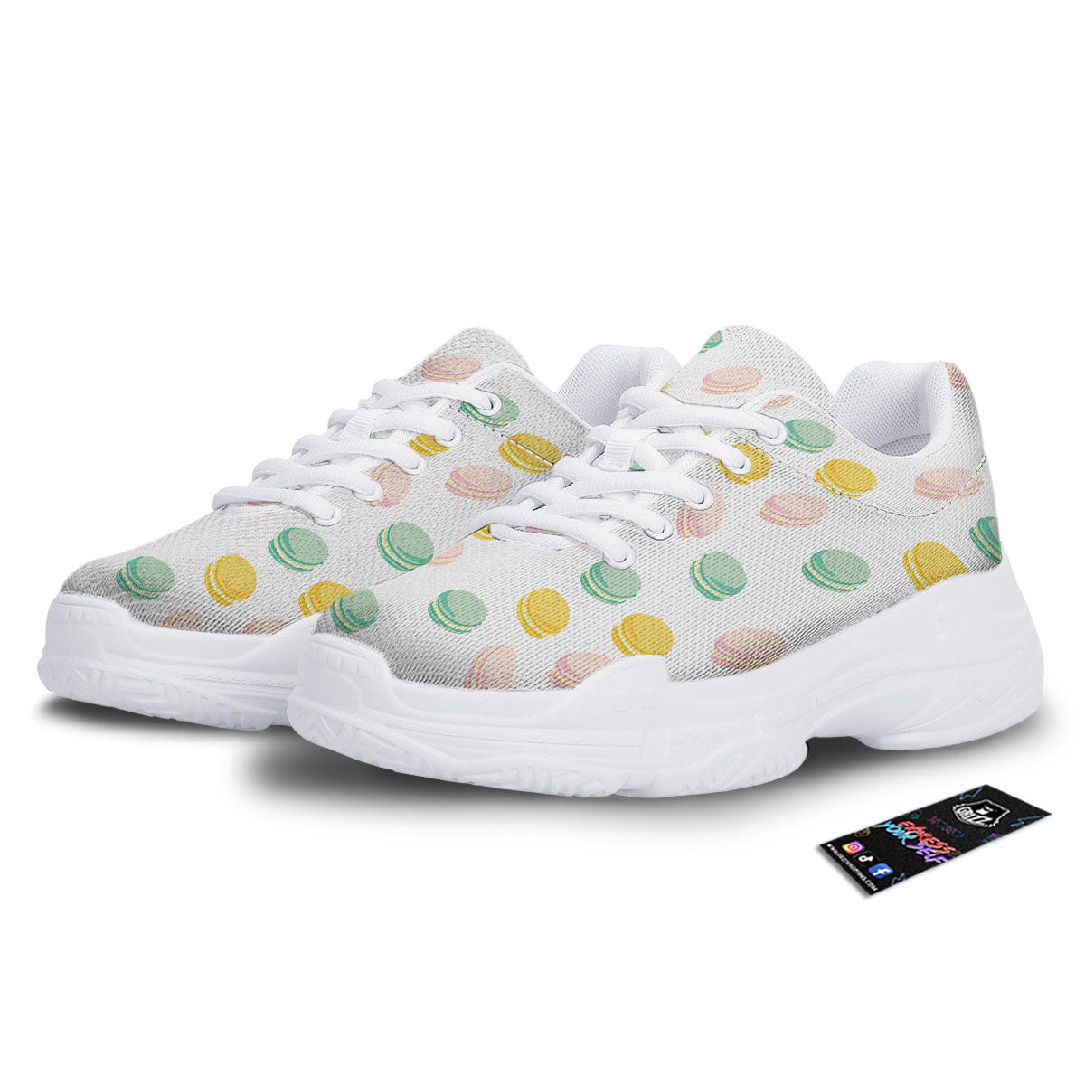 Macaron Pastel Print Pattern White Chunky Shoes-grizzshop