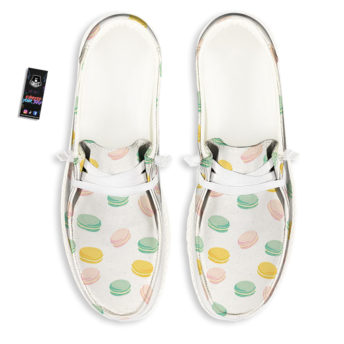 Macaron Pastel Print Pattern White Loafers-grizzshop