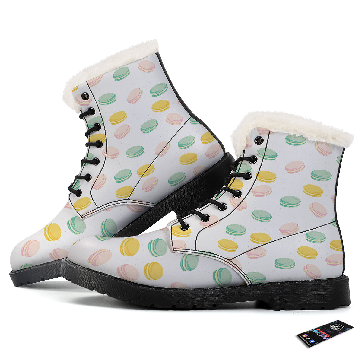 Macaron Pastel Print Pattern Winter Boots-grizzshop