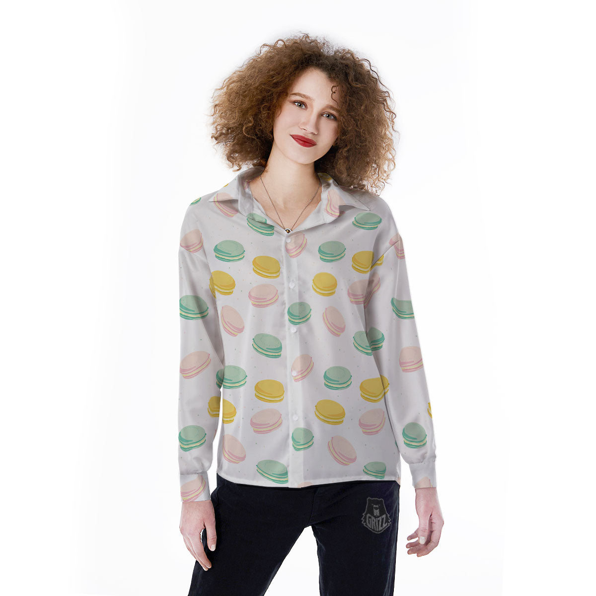 Macaron Pastel Print Pattern Women's Long Sleeve Shirts-grizzshop