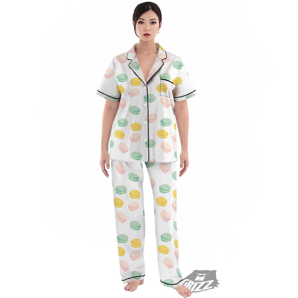 Macaron Pastel Print Pattern Women's Pajamas Set-grizzshop