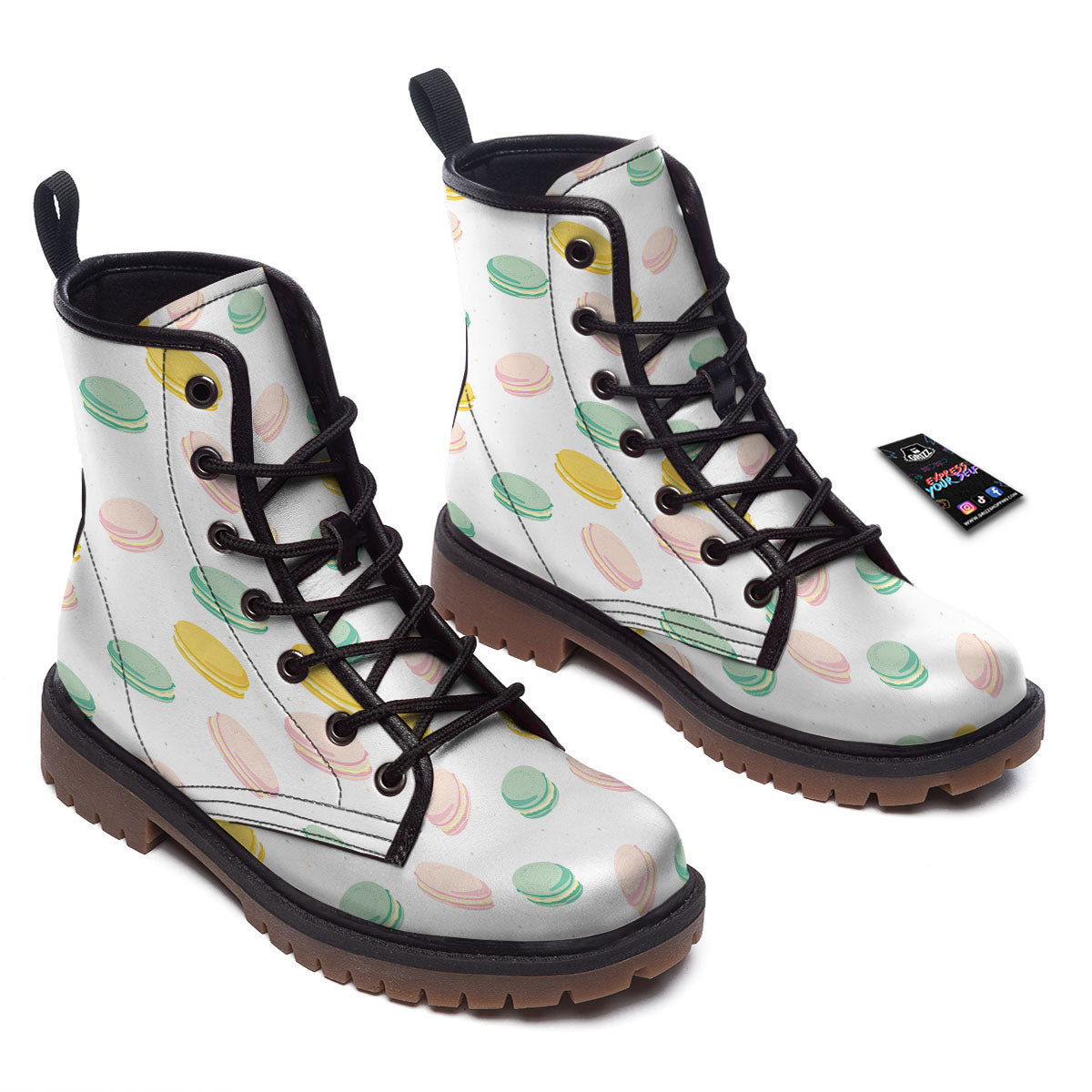 Macaron Pastel Print Pattern Work Boots-grizzshop