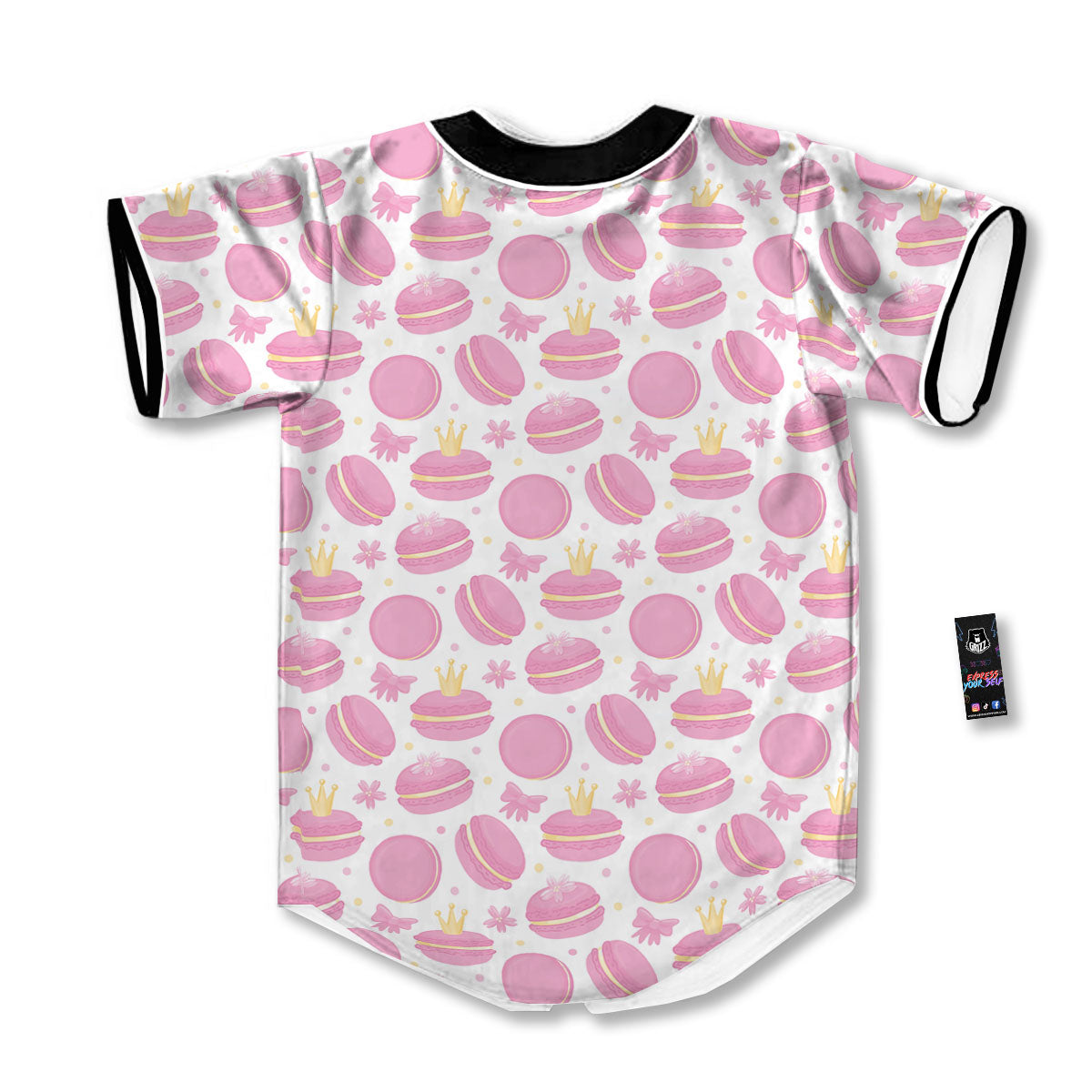 Macaron Pink Print Pattern Baseball Jersey-grizzshop