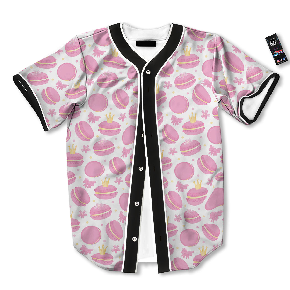 Macaron Pink Print Pattern Baseball Jersey-grizzshop