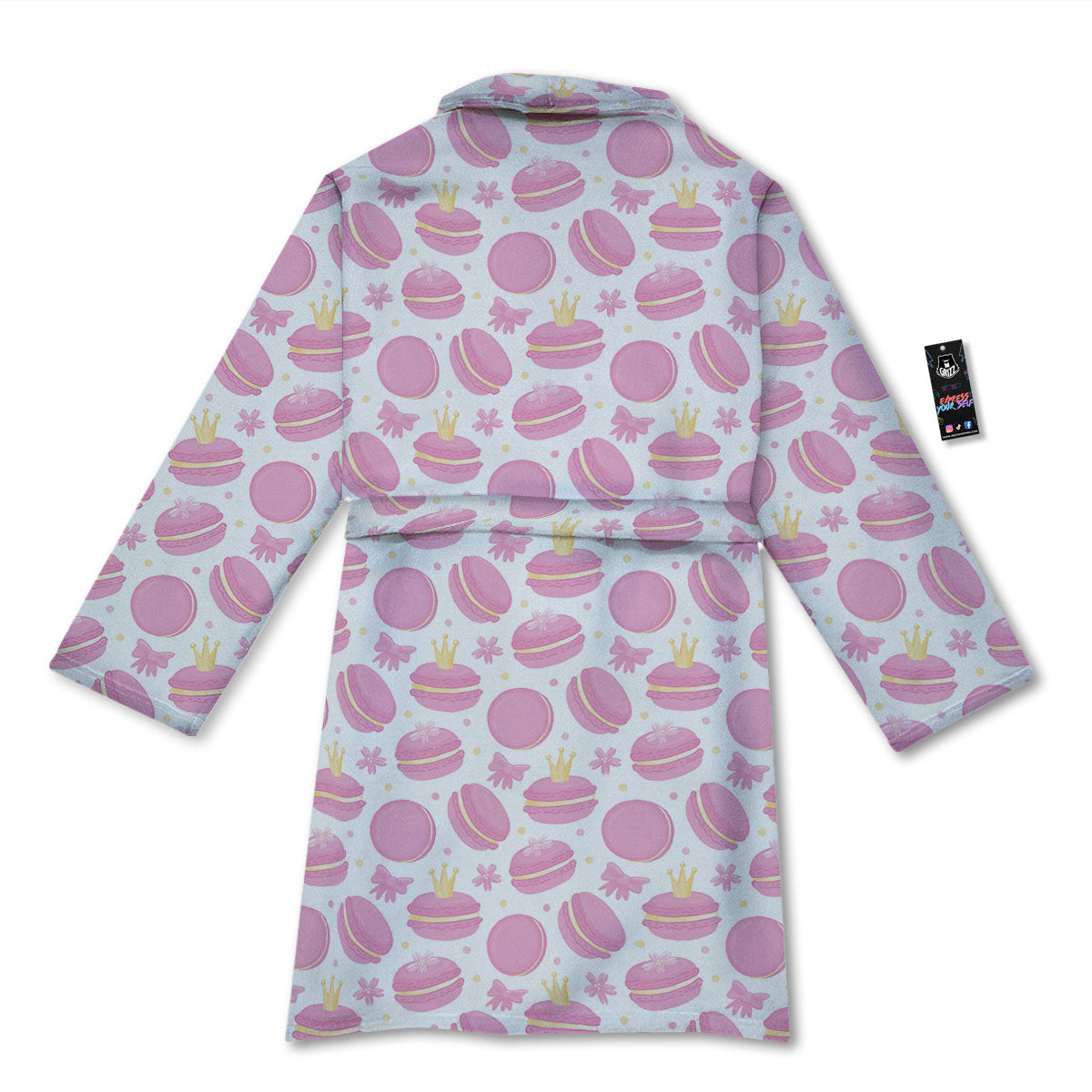 Macaron Pink Print Pattern Bathrobe-grizzshop