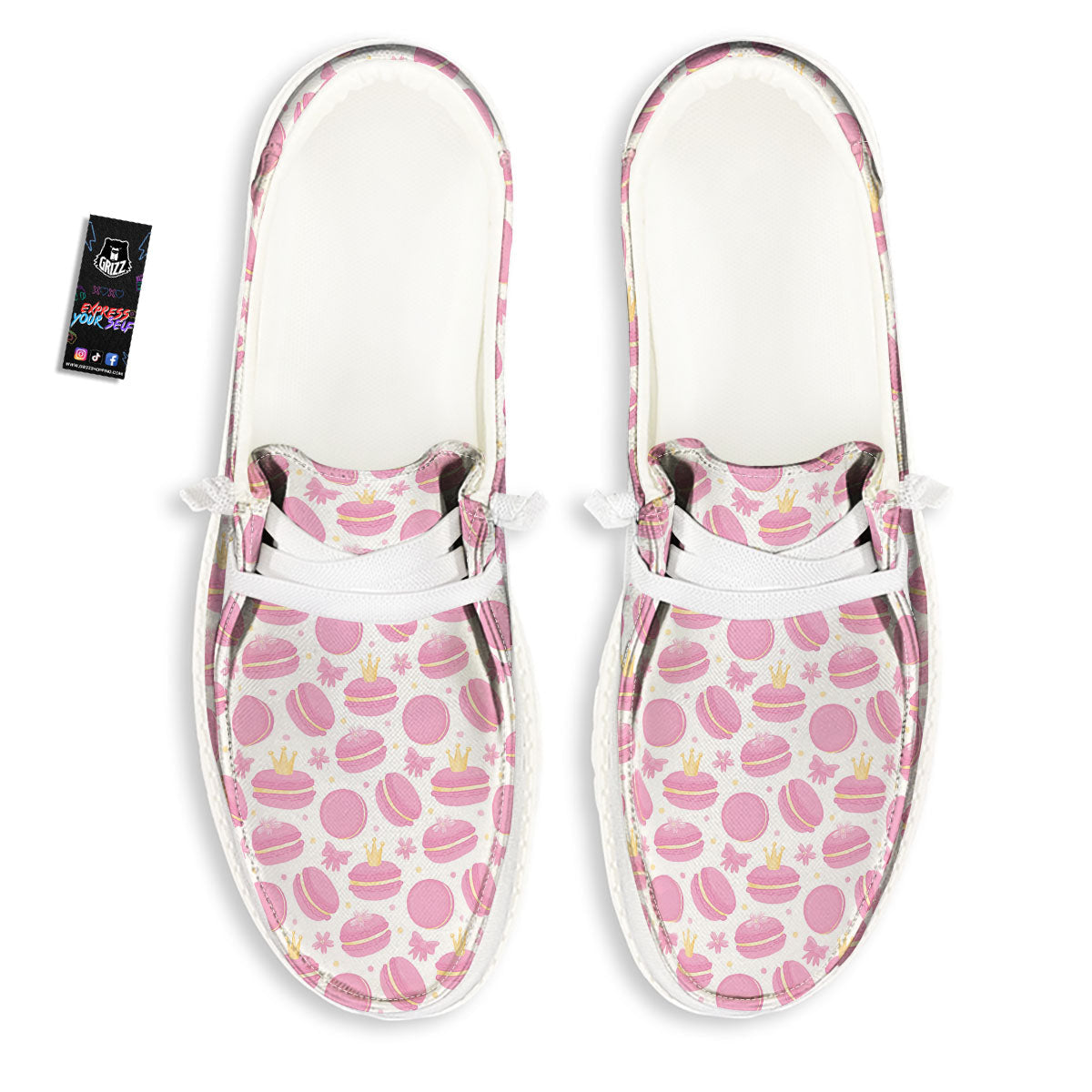Macaron Pink Print Pattern Black Loafers-grizzshop