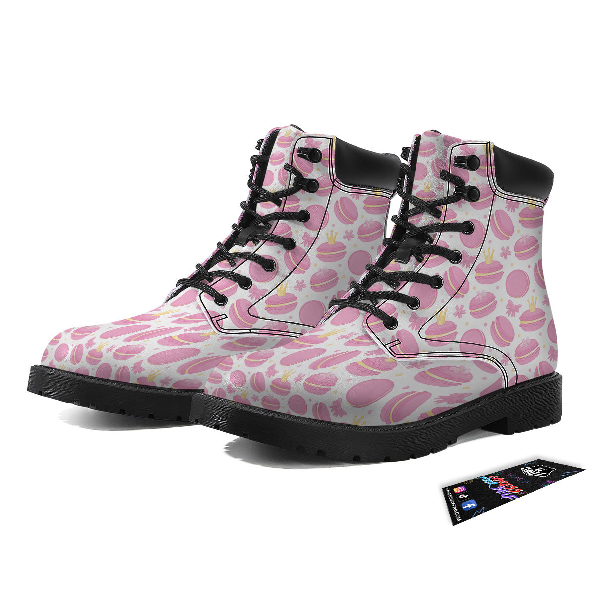 Macaron Pink Print Pattern Boots-grizzshop