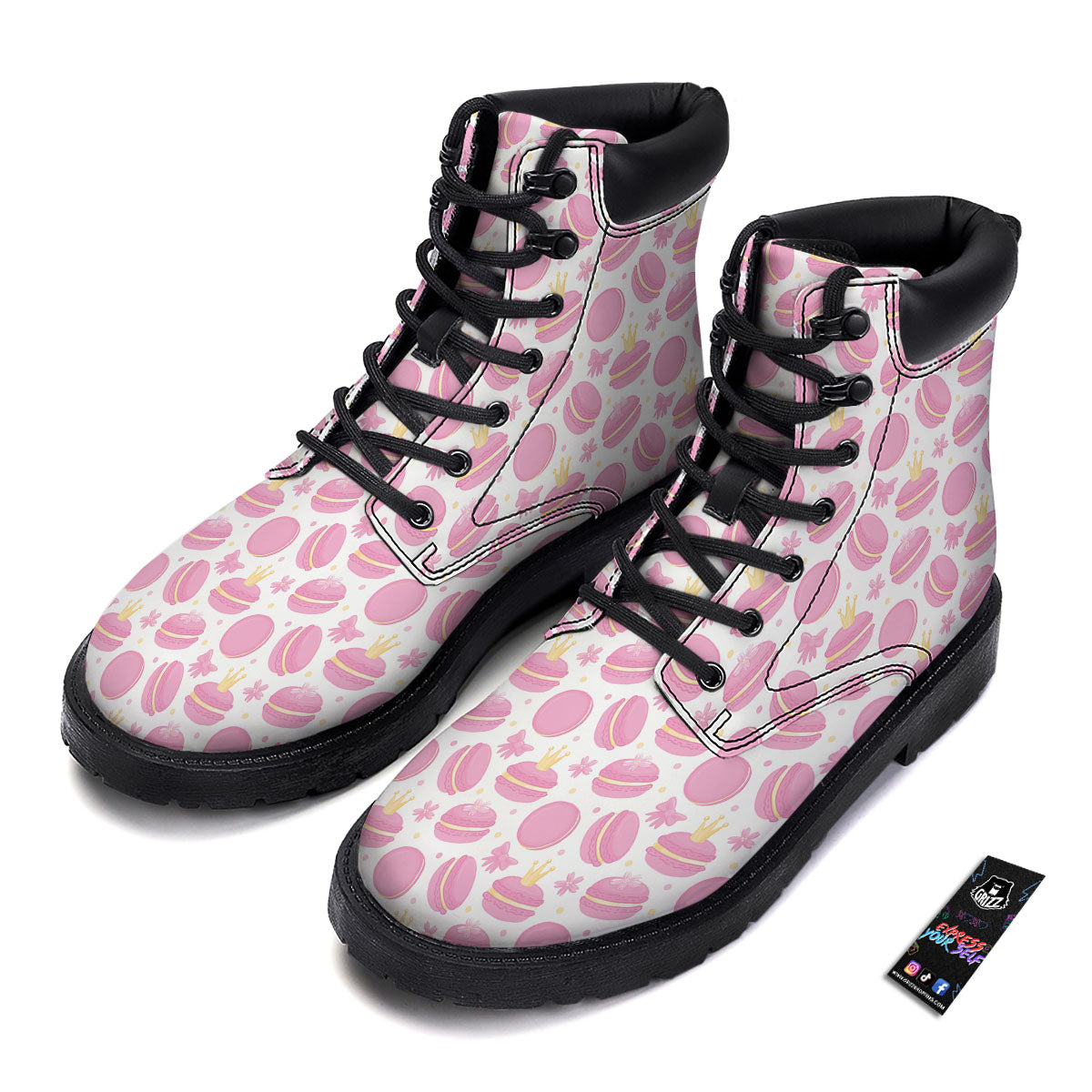 Macaron Pink Print Pattern Boots-grizzshop