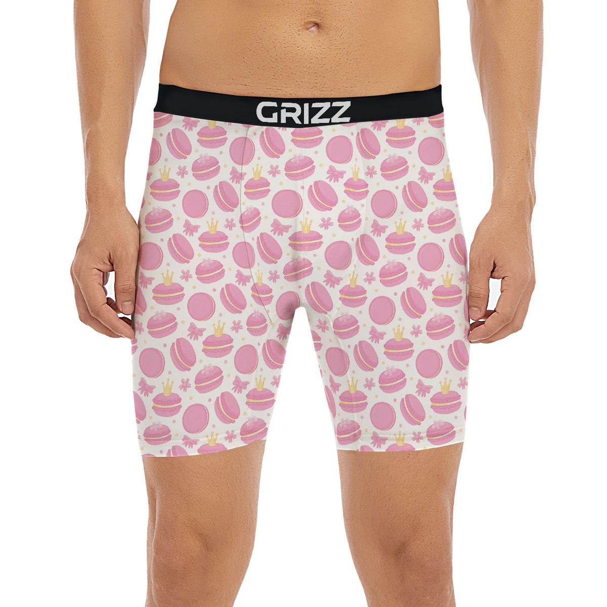 Macaron Pink Print Pattern Boxer Briefs-grizzshop