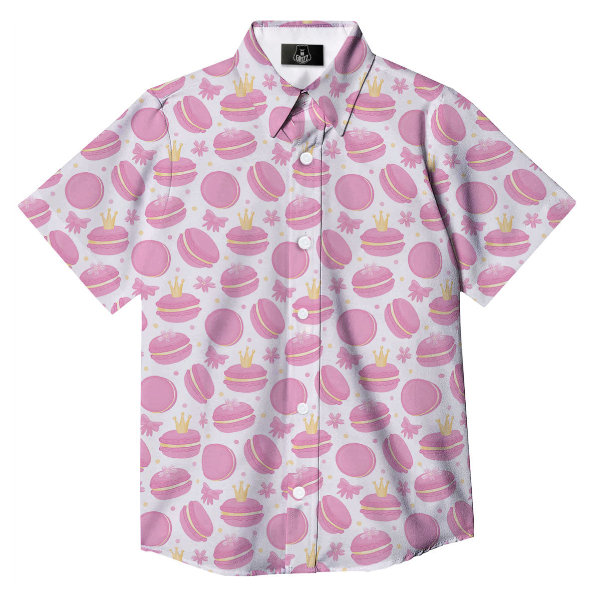 Macaron Pink Print Pattern Button Up Shirt-grizzshop