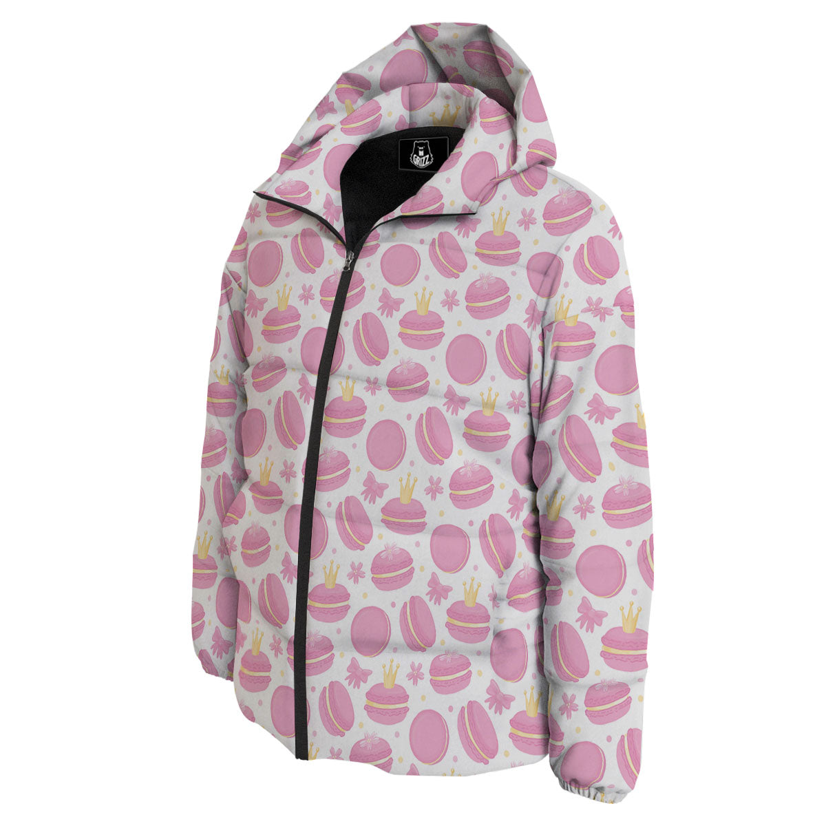 Macaron Pink Print Pattern Down Jacket-grizzshop