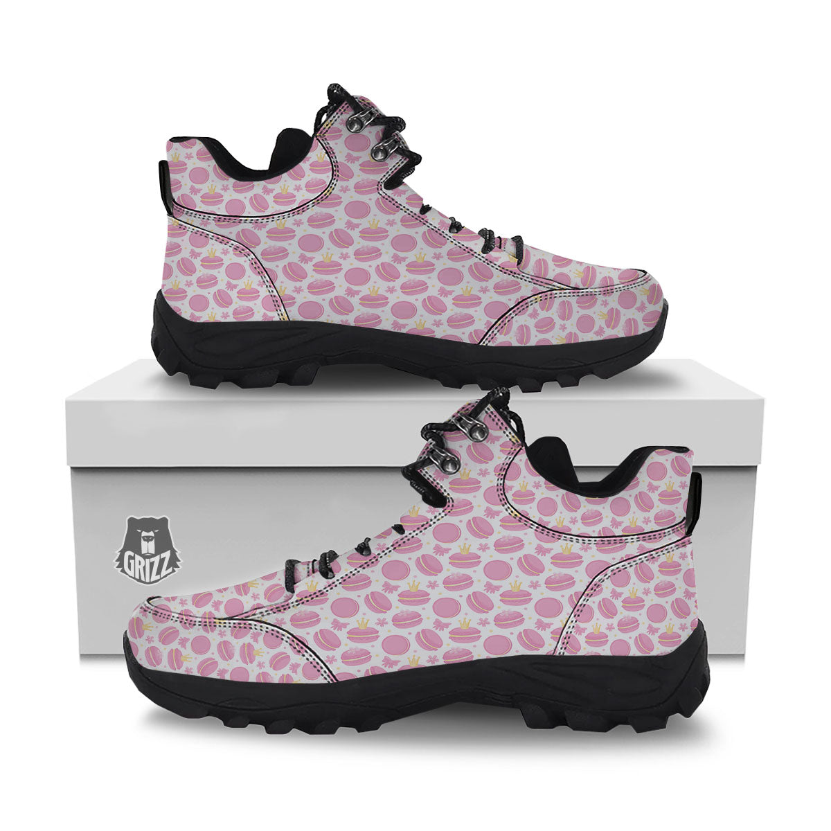 Macaron Pink Print Pattern Hiking Shoes-grizzshop