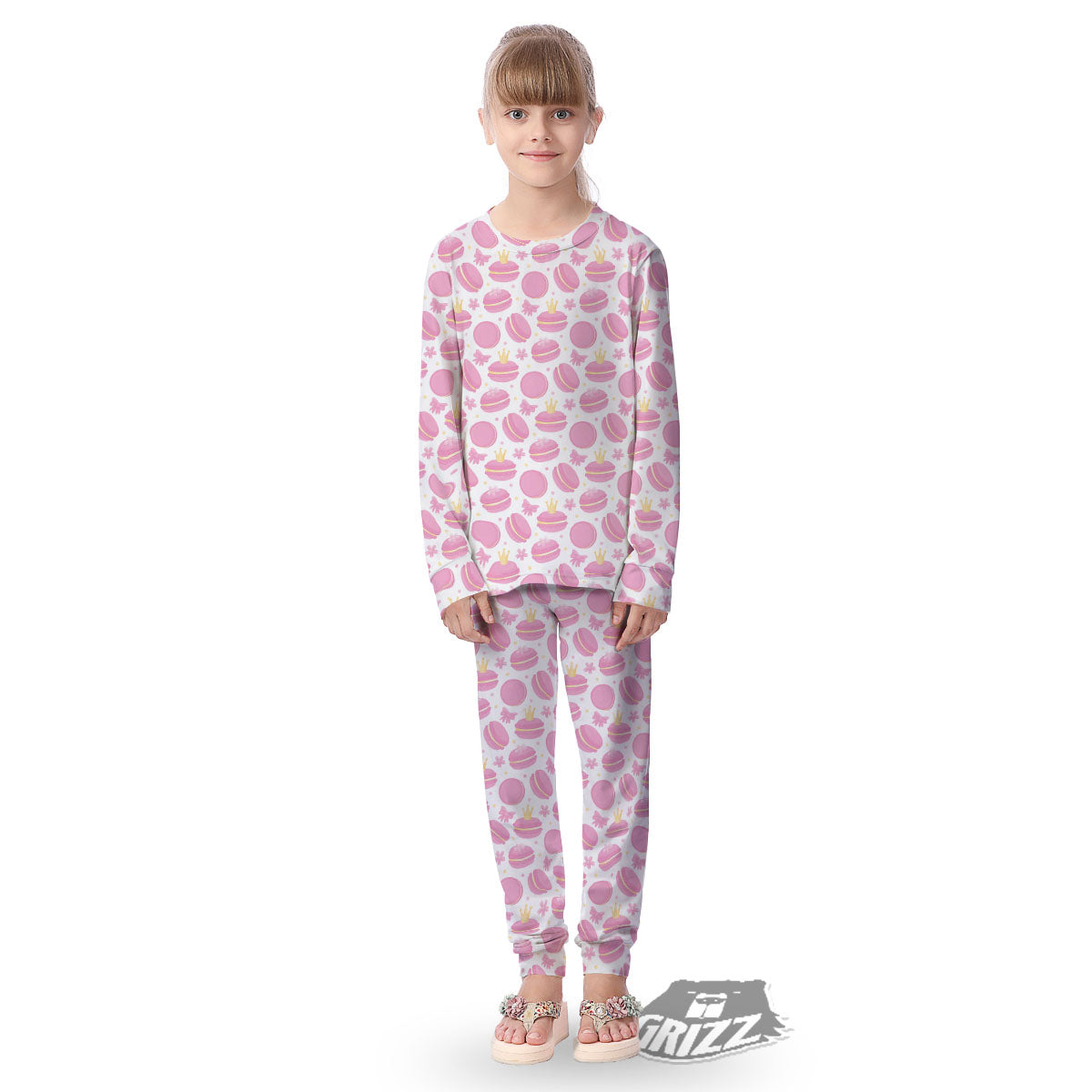 Macaron Pink Print Pattern Kid's Pajamas-grizzshop