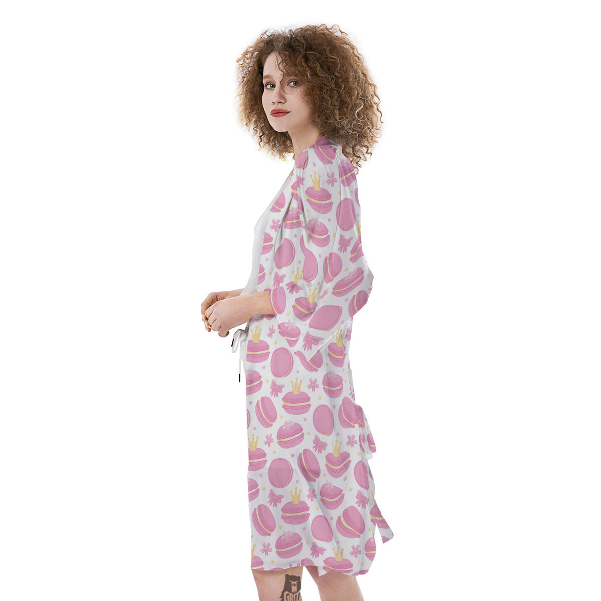 Macaron Pink Print Pattern Kimono-grizzshop