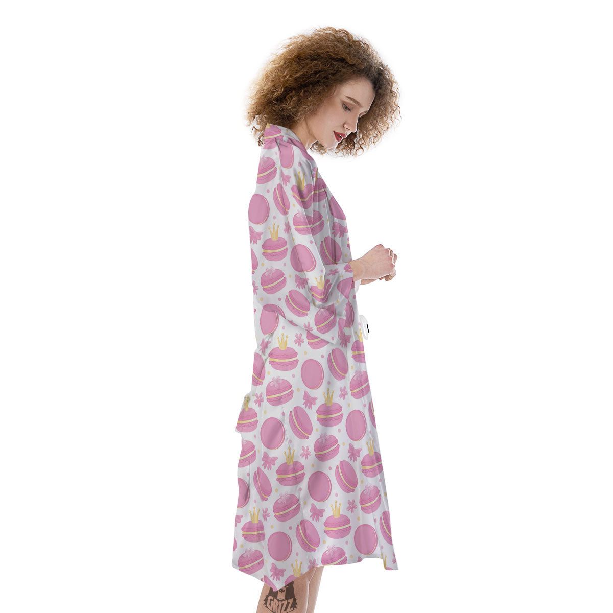 Macaron Pink Print Pattern Kimono-grizzshop
