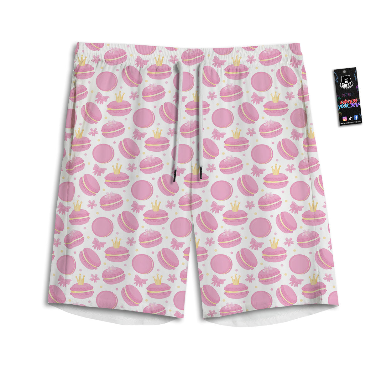 Macaron Pink Print Pattern Men's Athletic Shorts