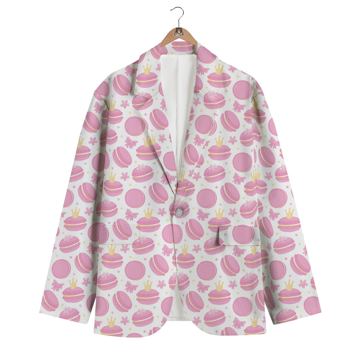 Macaron Pink Print Pattern Men's Blazer-grizzshop